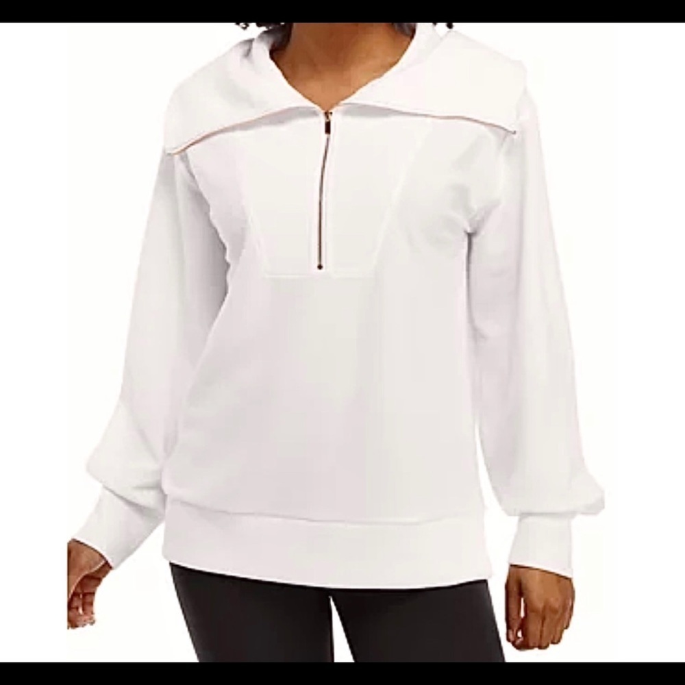 𝅺💃LIMITLESS White Knitwear Pullover Top Zipper Roomy, Everyday Staple Neutral